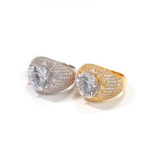 Big Big Diamond Gold Anneaux de haute qualité Ring Zircon Ring Fashion Hip Hop Bijoux