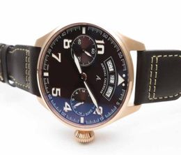 Mens Big Pilot 52850 Ylf Factory Gol Rose Gold Brun en cuir brun marron Markers de la réserve de puissance mécanique automatique M3892183