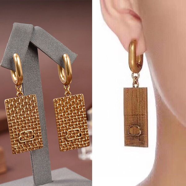 Pendientes de tuerca de gran tamaño para hombre, pendientes de diseñador, pendientes de oro de lujo para mujer, joyería B, anillo de boda clásico con colgante rectangular