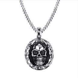 Collares de bicicleta para hombre, collar con colgante de cadena de moto con calavera Vintage de acero inoxidable para hombre y niño, joyería de estilo Punk PN-706256y