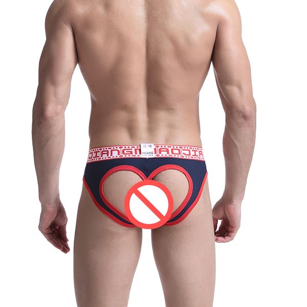 Calzoncillos de bikini para hombre Calzoncillos de nylon T-Back en forma de corazón Sexy Gay Sissy Penis U Bolsa convexa Jockstrap Ropa interior erótica cómoda para hombres