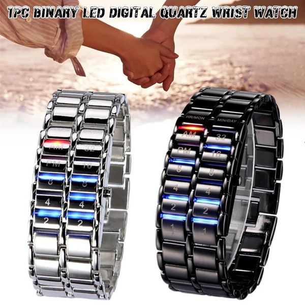 Mentille Binary LED Digital Quartz Wrist Watch Mash Menties Mens Gift For Pères Journ Male Boy Sport Creative horloge 240517