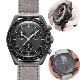 Mens Bioceramic Planet Moon Watches CRONOGRO CRONOGRAGRO CARZ MISIÓN MISIÓN A MERCURY 42 mm Pareja Nombre de la mano Muñeca de pulsera