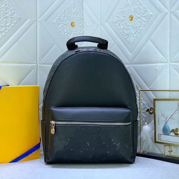 Bolso de la escuela de diseño de mochila negra para hombres Mano de moda estampado de cuero de vaca suave Bolsas de viaje de 38 cm Bolsa portátil de negocios de lujo