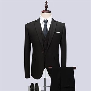 Mens Black Classic Smoking Costumes Fashion Party Mens Slim Skinny Costumes Business Men Grooming Custom Tuxedos 3 pièces Costumes 201106