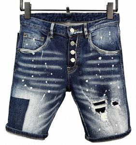 Jeans noirs pour hommes courts d'été jeans dsq trou droit slim wear nouveau style de plage H7IT #