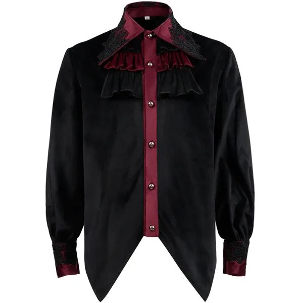 Hommes chemises pirates à volants noires vampire renaissance victorien steampunk gothique médiéval