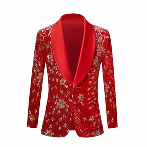 Hommes Noir Brillant Or Paillettes Glitter Agrémenté Blazer Veste Discothèque Costume De Bal Costume Rouge Homme Vêtements De Scène Pour Les Chanteurs C3n9 #