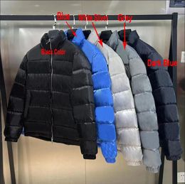 Chaqueta acolchada de color negro, blanco y azul para hombre, parkas con plumón, ropa, abrigos acolchados de calidad, prendas de vestir exteriores abrigadas, insignia de protección contra el frío, abrigo de plumón de pato blanco de talla grande