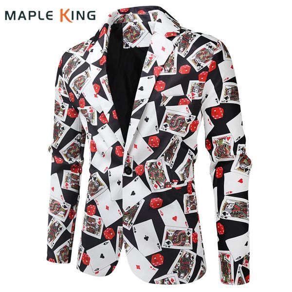 Coss de veste de veste de blazer pour hommes poker 3d imprimer la robe de robe costume costume de luxe vestiges pour hommes vest homme 240329