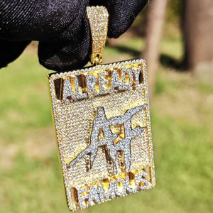Collier avec pendentif en forme de lettre CZ pour hommes, avec chaîne en corde de 3mm et 24 pouces, plaqué or, bijoux Rock Rap Hip Hop glacés, cadeau
