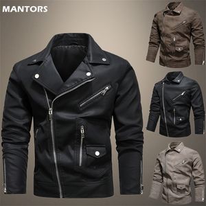 Heren Bomber Leather Jacket Mannelijke Slim Rapel Wind Breakher Outswear Coat Motorfiets EU -maat 220804