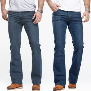 Pantalones vaqueros con corte de bota para hombre, ligeramente acampanados, ajustados, azules y negros, pantalones de mezclilla elásticos clásicos de diseñador para hombre 240113