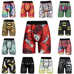 Boxer en Polyester pour hommes, sous-vêtement imprimé, confortable, pour sport, course à pied, sous-vêtement court, Pants293D