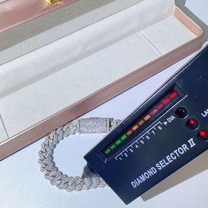 Pulsera para hombre Cadena de eslabones cubanos 8-20 mm W con incrustaciones de 2 filas Moissanite Pass Diamond Tester Pulseras Vvs Cadenas de puntas Hip Hop Diseñador de mujeres