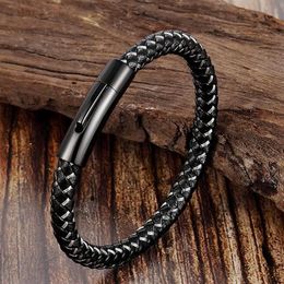 Bracelets en cuir véritable pour hommes et femmes, avec câble en acier inoxydable, fermoirs C, 257R