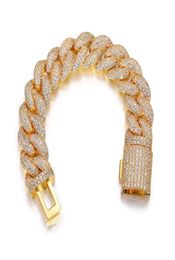 Bracelets masculins jaune blanc glacé glacé en plein cz 20 mm 78 pouces bling cz pierre bracelet chaîne cubaine pour hommes beaux dons 7693066
