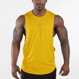 Mens Brand Gym Fitness Casual Clothing Cool Tank Top Fashion Training Running Sporting Singets Spier Mouwloos Vest 240425