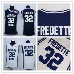 Camisetas de baloncesto para hombre Brigham Young Cougars College 32 Jimmer Fredette Ed Camisas azul marino Camisetas blancas de la NCAA