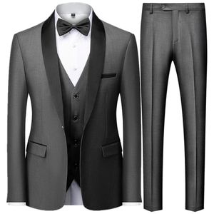 Hommes de style britannique costume mince 3 pièces ensemble veste gilet pantalon homme d'affaires gentleman haut de gamme robe personnalisée blazers manteau S6XL 231229