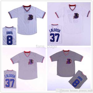 Hombre Bull Durham #8 Crash Davis #37 Ebby 'Nuke' Laloosh Película Stitched Baseball Jersey White Gray Fast envío de alta calidad como