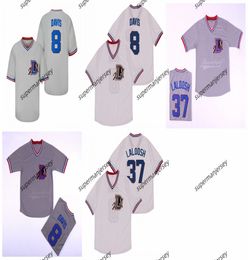 Mens Bull Durham Nuke Laloosh 37 Crash Davis 8 Kevin Costner 16 Toeristen Dubbel gestikte honkbaltrui Grijs Witte Size S-4XL Mix Order