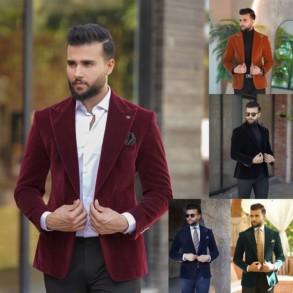 Chaqueta de terciopelo con doble botonadura de esmoquin de boda color borgoña para hombre para la cena Chaqueta de estilo italiano Elegante abrigo de traje de fumar para fiesta de graduación de boda