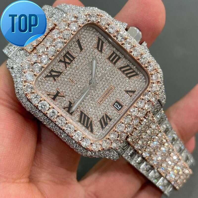 Mens Bustdown Moissanite Diamond Watch ijskoud Moissanite hiphophorloge voor rappers