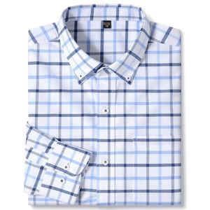 Chemise à carreaux Oxford à carreaux à manches longues pour hommes avec poche unique en coton confortable Regularfit chemises à rayures décontractées 240219
