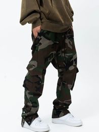 Pantalon cargo camouflage pour hommes, poches à rabat multiples, coupe ample pour le travail en plein air et le streetwear 240313