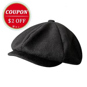 Heren cap sboy Hoeden Vintage Visgraat Octagon Cap Vrouwen Baretten Gatsby Platte Hoed BLM73 240311