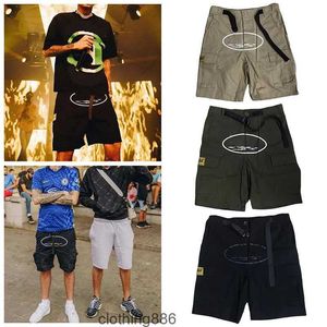 Heren cargoshorts zomer cropped broek streetwear kleding sneldrogend multi-pocket skateboarden demon bedrukte joggingbroek