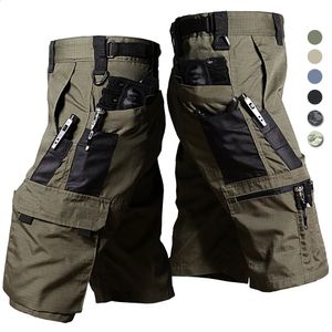 Heren Cargo Shorts Zomer Tactische Cropped Broek Militaire Outdoor Waterdichte Multi-pocket Bermuda Broek Camo Ripstop Wandelen 240312