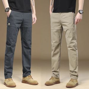 Pantalon de travail de cargaison pour hommes 97% coton épais de couleur unie de couleur un pantalon décontracté gris coréen masculin grande taille 38 40 vêtements de marque 240408