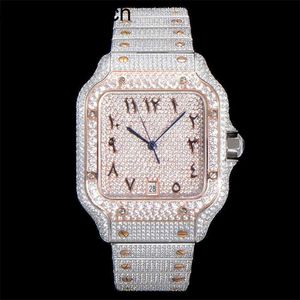 Heren Carters Diamonds horloge automatisch mechanisch 40 mm met met diamanten bezaaide stalen armband Polshorloge Busins polshorloge