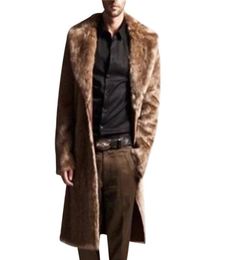 Heren Cashmere Trench Coat 2018 Winter Dikke Dikke Warm Faux Fur Jackets Long Plus Size Fluffy Fur Overcoat Manteau Homme3619477