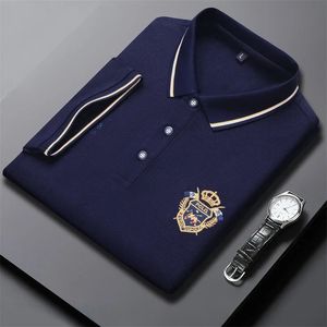 Mens casual en modieuze vaste kleur geborduurd Polo shirt met korte mouwen 240517