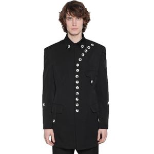 Chaqueta tipo blazer informal para hombre 2021, de un solo pecho, delgada, de manga larga, con cuello alto, estilo Yamamoto, ropa de talla grande, trajes para hombre, Blazers