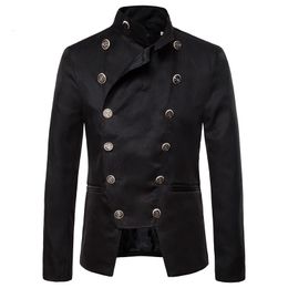 Chaqueta casual de doble botonadura para hombre Slim Fit Blazer Hombres Vintage Steampunk Gótico Traje medieval Homme Party Stage Ropa de fiesta 240311