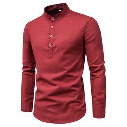 Heren Casual Formeel Shirt Linnen Linnen SHIRTS SHIRTS MANNELIJKE BLOUSES Slim Social Business Top Elegant For Man Clothing 240409
