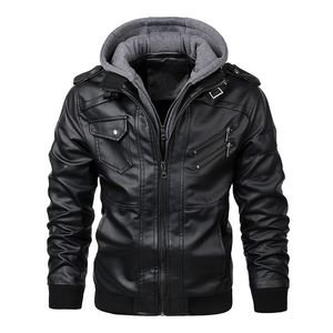 Veste décontractée pour hommes col montant PU simili cuir manteaux zippés moto Bomber vêtements d'extérieur