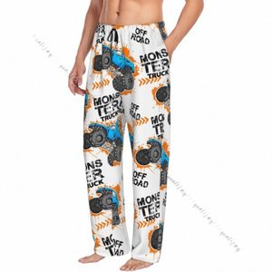 Mens Casual Pijama LG Pantalón Suelto Elástico Cintura Mster Truck Car Trace Of Tire Acogedor Ropa de dormir Inicio Lounge Pantalones F5XZ #