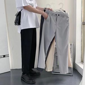 Pantalon décontracté pour hommes, costume tendance de Style coréen, ample, épais et court en velours, jambes larges, 240326