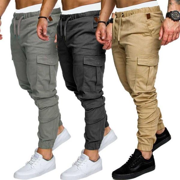 Pantalon décontracté pour hommes, jogging en sergé, style Hip Hop, élastique, coupe cintrée, extensible, X0611278O