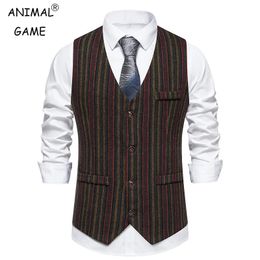 Heren casual geruit pak vest tweed slim fit gilet voor bruiloft tanktops 240125