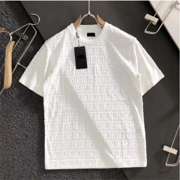 Hombres Camisetas informales Diseñador T 3D Letter Jacquard Button Camisas Hombres Mujeres Camiseta de manga corta Sweepshirt Luxury Algodón de algodón