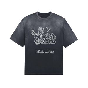 T-shirt créatif imprimé décontracté pour hommes, couleur unie, respirant, ample, col rond, manches courtes, couple, nouvel été, haut en coton de haute qualité