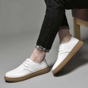 Mens Casual Quality British Spring High Style Flats authentique en cuir lacet-up blanc oxford hommes Chaussures de commerce confortable 501