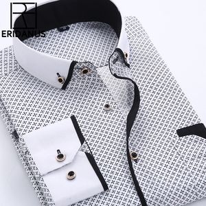 Camisas casuais masculinas tamanho grande 4XL camisa social masculina chegada manga longa ajuste fino botão colarinho de alta qualidade impresso negócios MCL18 230208