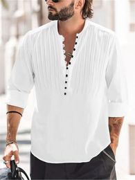 Hommes chemises décontractées chemisier coton lin chemise hauts amples à manches longues t-shirt printemps automne beaux hommes 230614